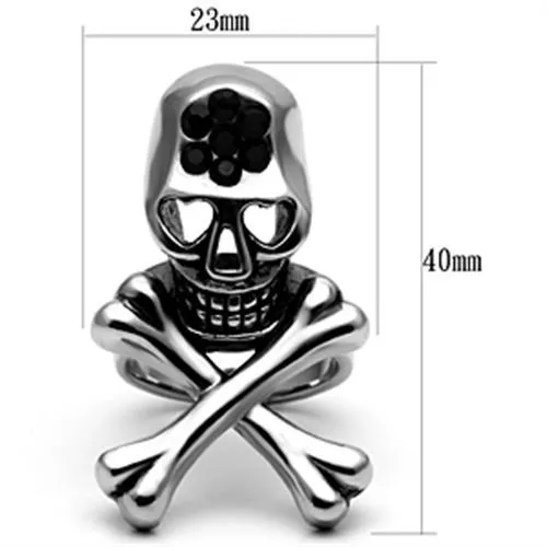 Rings TK606 High polished no plating Stainless Steel Ring with Top Grade Crystal in Jet Alamode