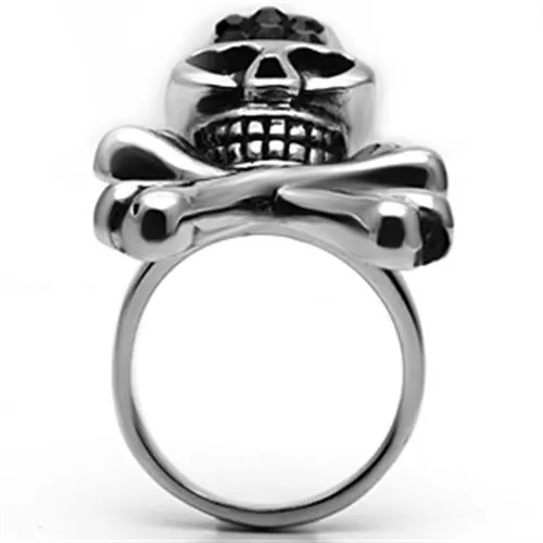 Rings TK606 High polished no plating Stainless Steel Ring with Top Grade Crystal in Jet Alamode