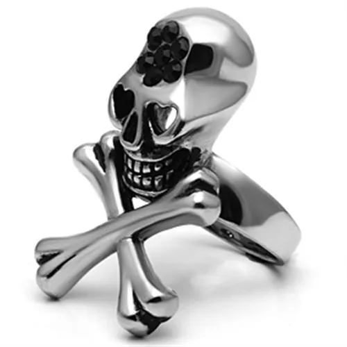 Rings TK606 High polished no plating Stainless Steel Ring with Top Grade Crystal in Jet Alamode