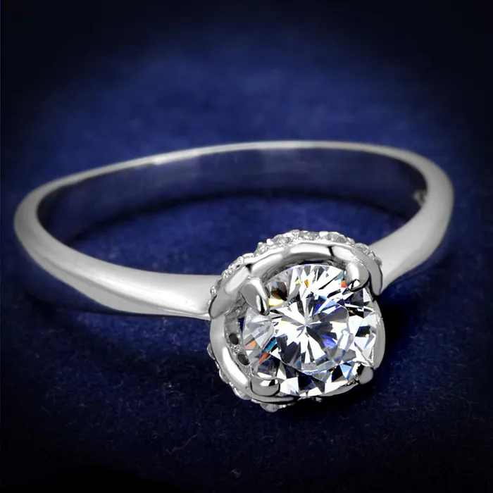 Rings TS399 Rhodium 925 Sterling Silver Ring with AAA Grade CZ in Clear Alamode Rings TS399 Rhodium 925 Sterling Silver Ring with AAA Grade CZ in Clear Alamode