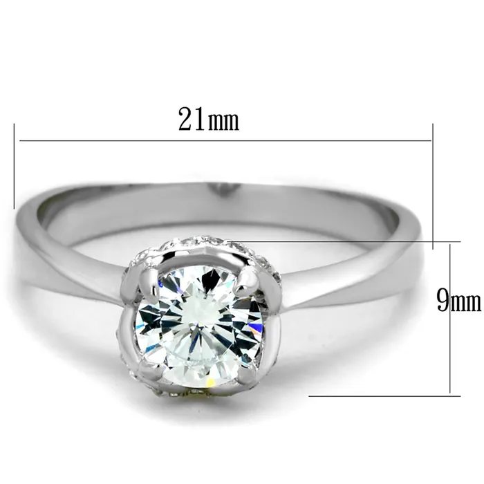 Rings TS399 Rhodium 925 Sterling Silver Ring with AAA Grade CZ in Clear Alamode