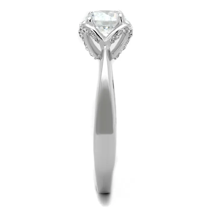 Rings TS399 Rhodium 925 Sterling Silver Ring with AAA Grade CZ in Clear Alamode