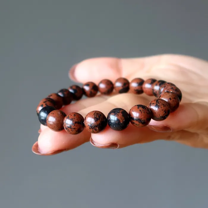 Satin Crystals Bracelets Mahogany Obsidian Bracelet Elegant Manifestation