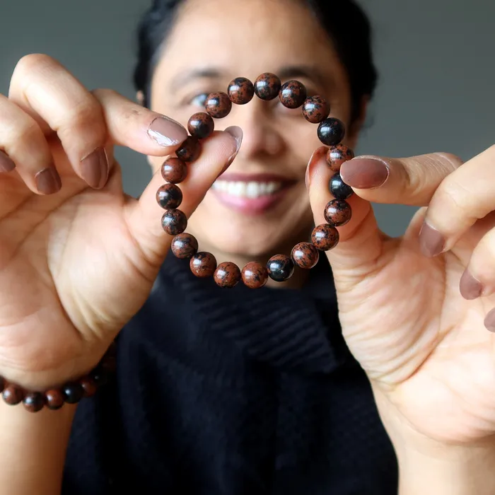 Satin Crystals Bracelets Mahogany Obsidian Bracelet Elegant Manifestation