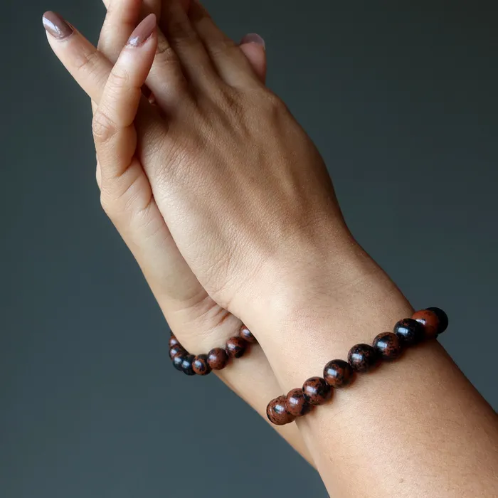 Satin Crystals Bracelets Mahogany Obsidian Bracelet Elegant Manifestation