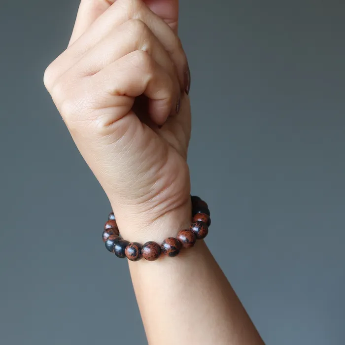 Satin Crystals Bracelets Mahogany Obsidian Bracelet Elegant Manifestation