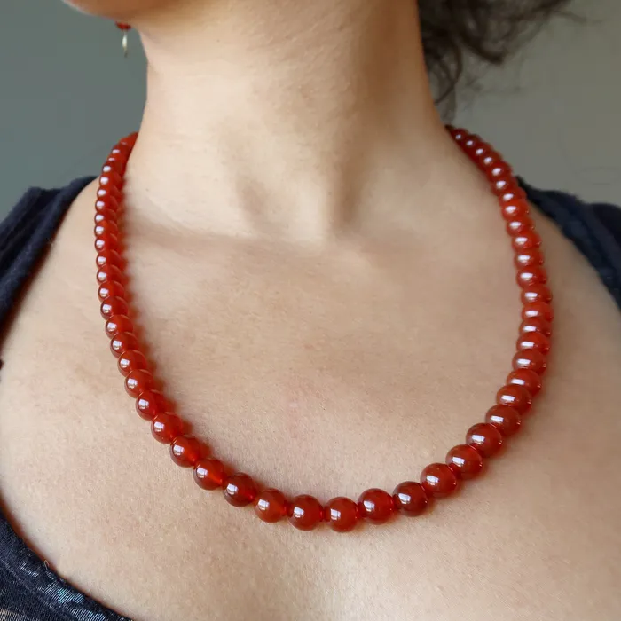 Satin Crystals Carnelian Necklace Blazing Sun Red Orange Confidence Necklaces