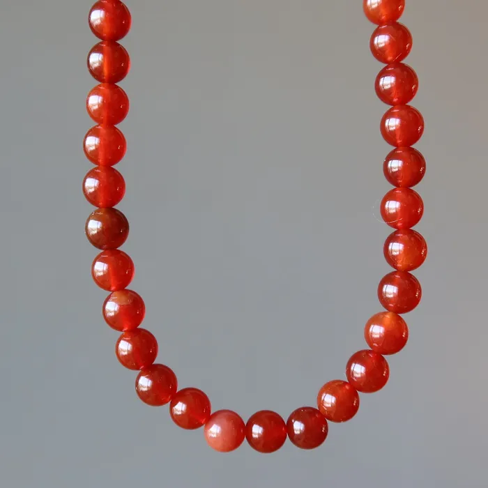 Satin Crystals Carnelian Necklace Blazing Sun Red Orange Confidence Necklaces
