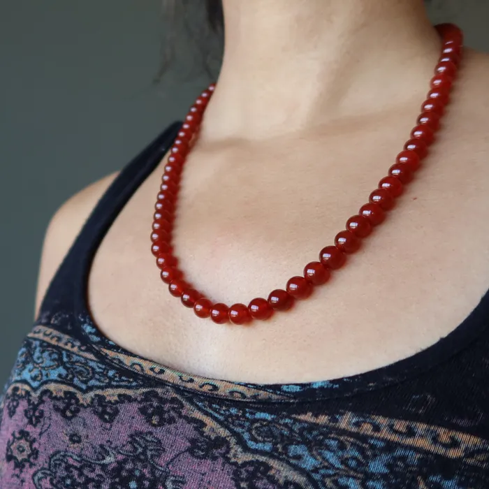 Satin Crystals Carnelian Necklace Blazing Sun Red Orange Confidence Necklaces