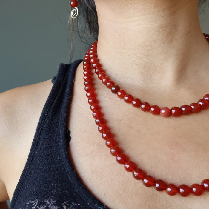 Satin Crystals Carnelian Necklace Blazing Sun Red Orange Confidence Necklaces