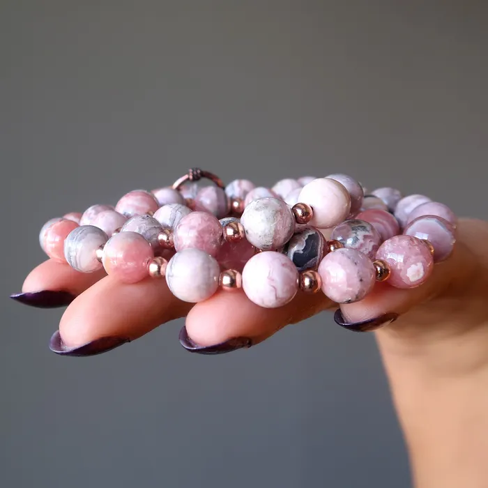 Satin Crystals Necklaces Rhodochrosite Necklace Soulmate Crystal Copper