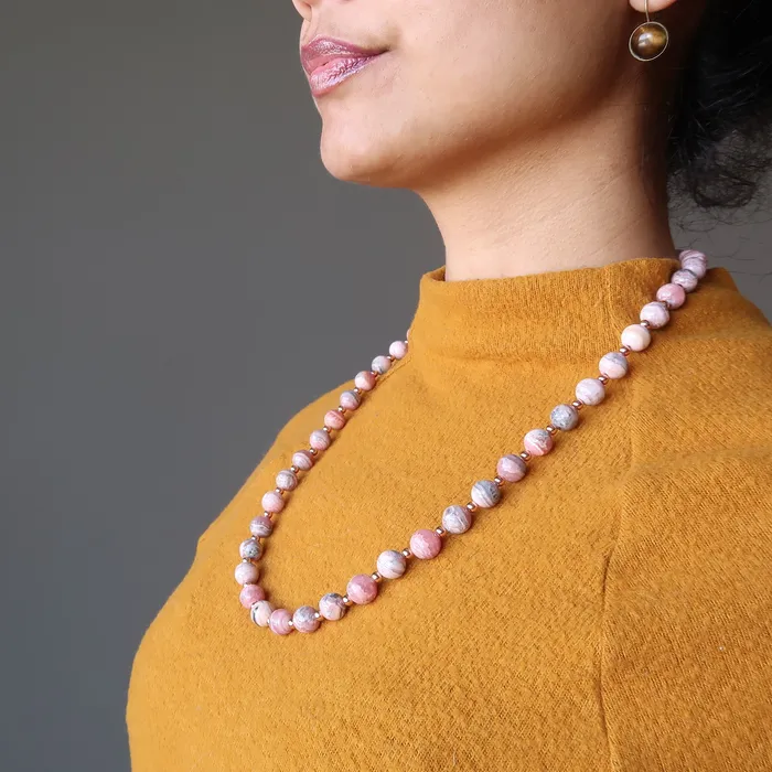 Satin Crystals Necklaces Rhodochrosite Necklace Soulmate Crystal Copper