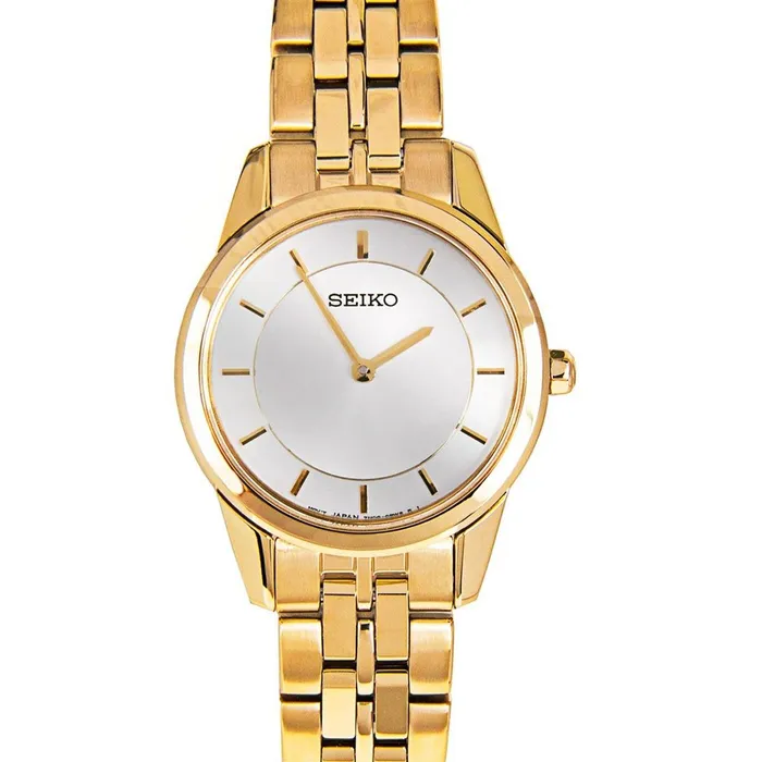 Seiko Bracelets Seiko SFQ822P1 Womens Silver Dial Yellow Gold Steel Bracelet Watch Seiko Bracelets Seiko SFQ822P1 Womens Silver Dial Yellow Gold Steel Bracelet Watch
