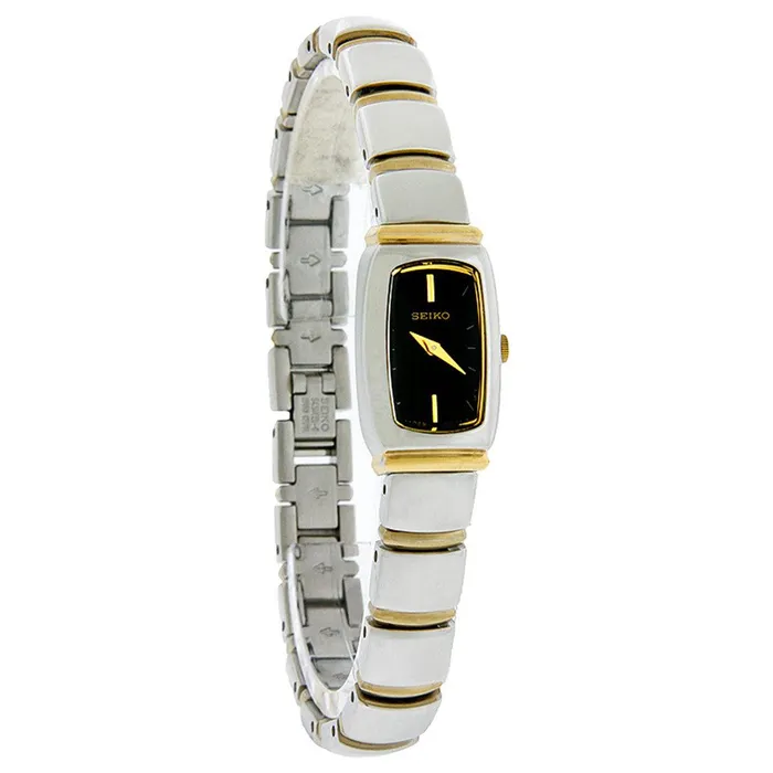 Seiko Bracelets Seiko SUJE22 Womens Black Dial Two Tone Yellow Gold Steel Bracelet Watch Seiko Bracelets Seiko SUJE22 Womens Black Dial Two Tone Yellow Gold Steel Bracelet Watch
