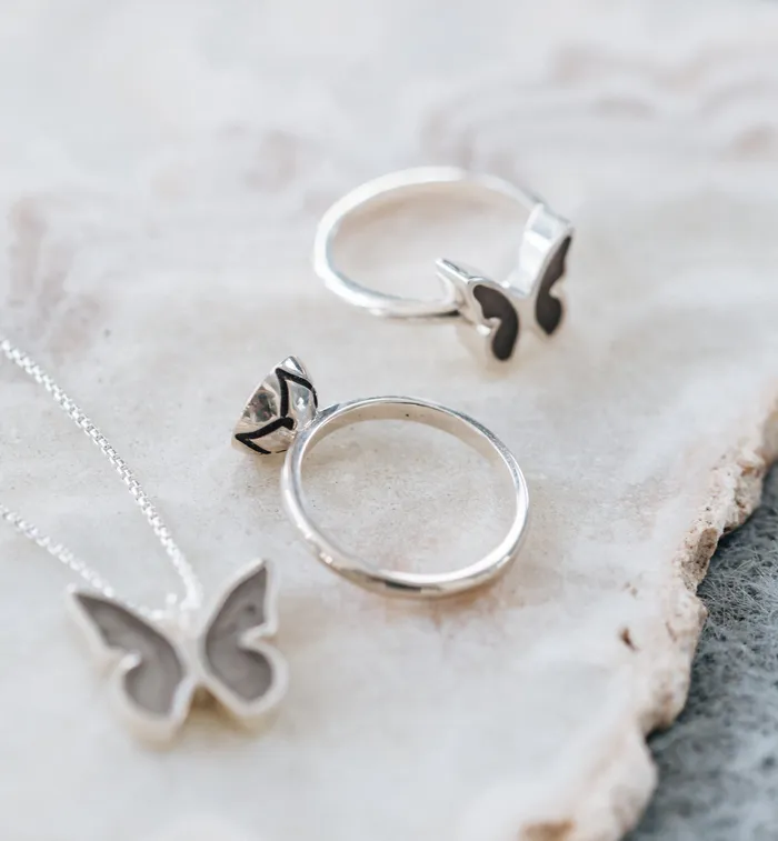 Signature Lotus Stackable Band Cremation Ring in 14K White Gold closebymejewelry Rings