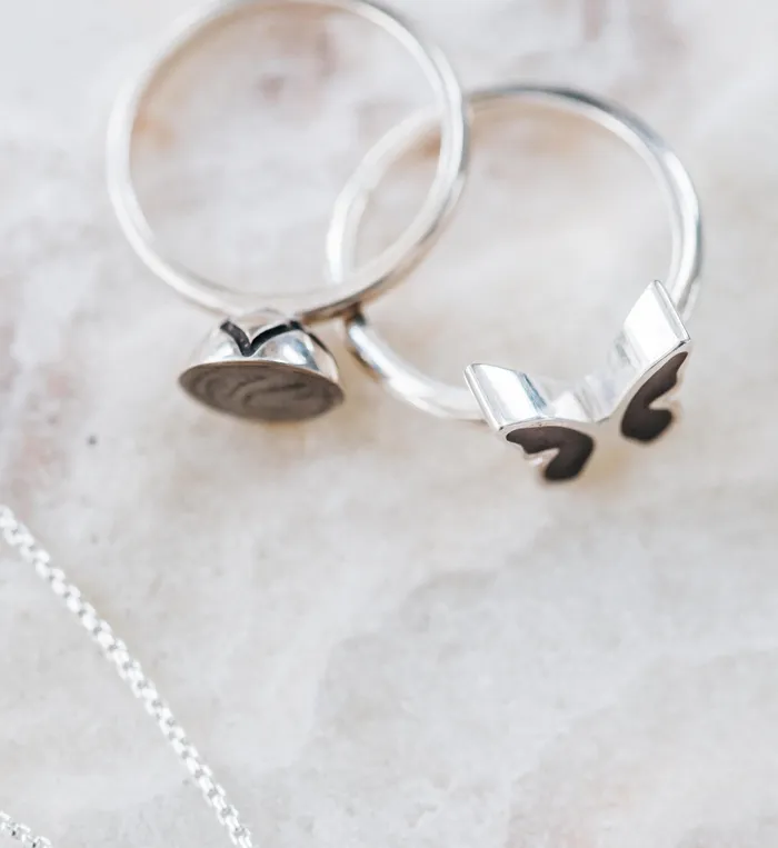 Signature Lotus Stackable Band Cremation Ring in 14K White Gold closebymejewelry Rings