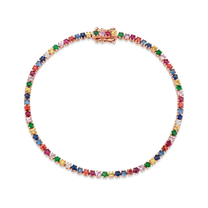 SMALL MULTICOLORED FINE GEMSTONE AND DIAMOND HEPBURN BRACELET anitako Bracelets SMALL MULTICOLORED FINE GEMSTONE AND DIAMOND HEPBURN BRACELET anitako Bracelets