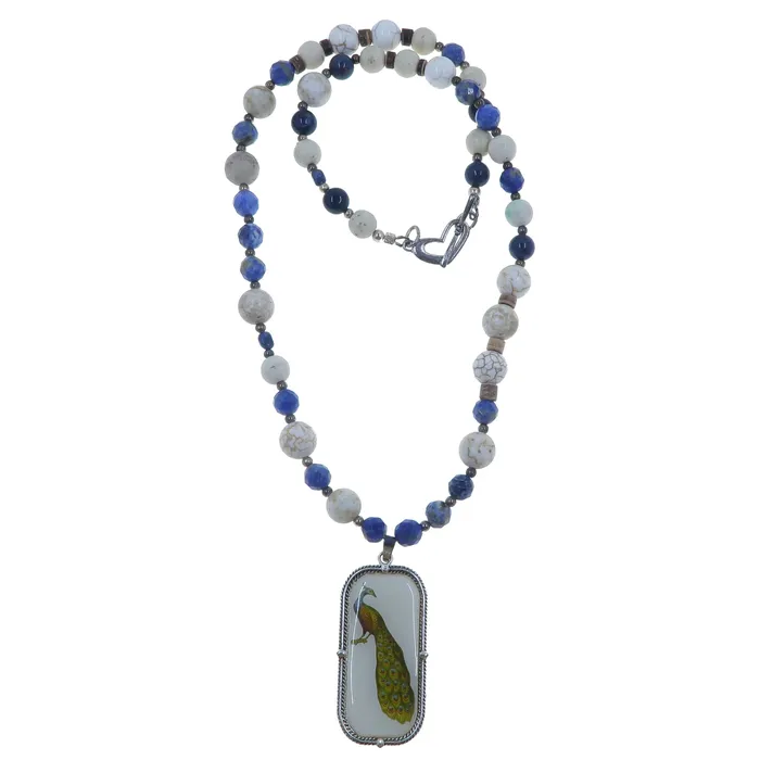 Sodalite Necklace Peacock of Honor Magnesite Crystals Satin Crystals Necklaces Sodalite Necklace Peacock of Honor Magnesite Crystals Satin Crystals Necklaces