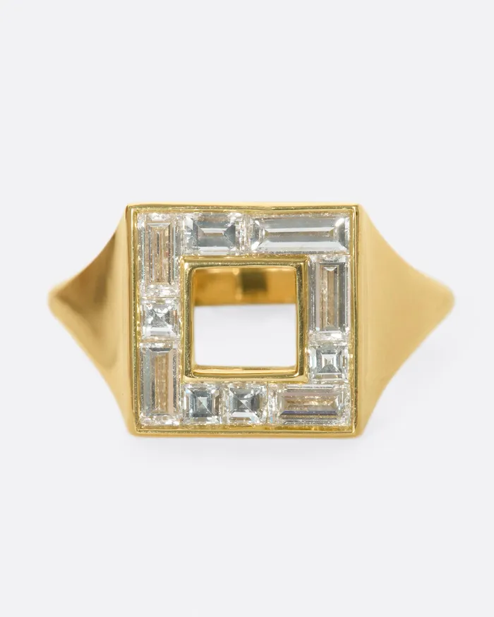 Square Diamond Signet Ring ARTEMER Rings