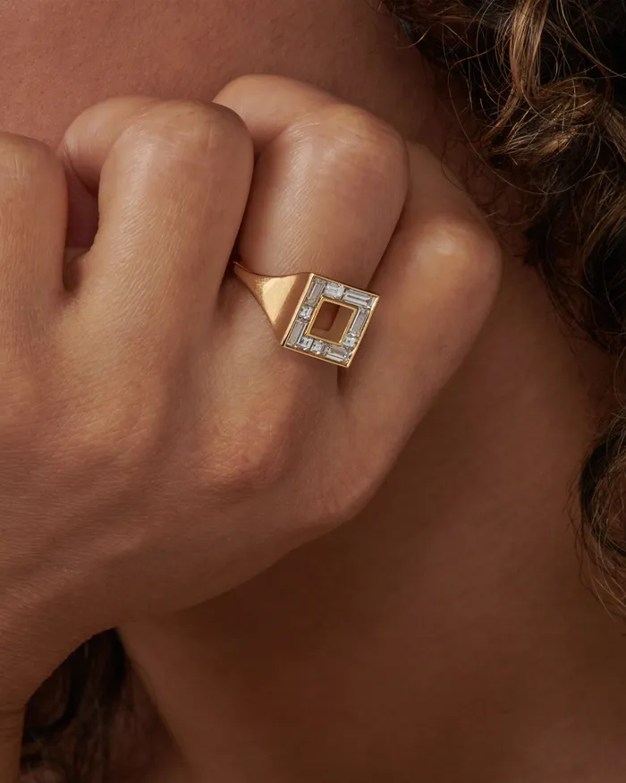 Square Diamond Signet Ring ARTEMER Rings