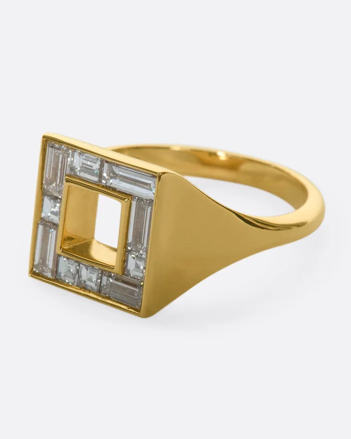 Square Diamond Signet Ring ARTEMER Rings