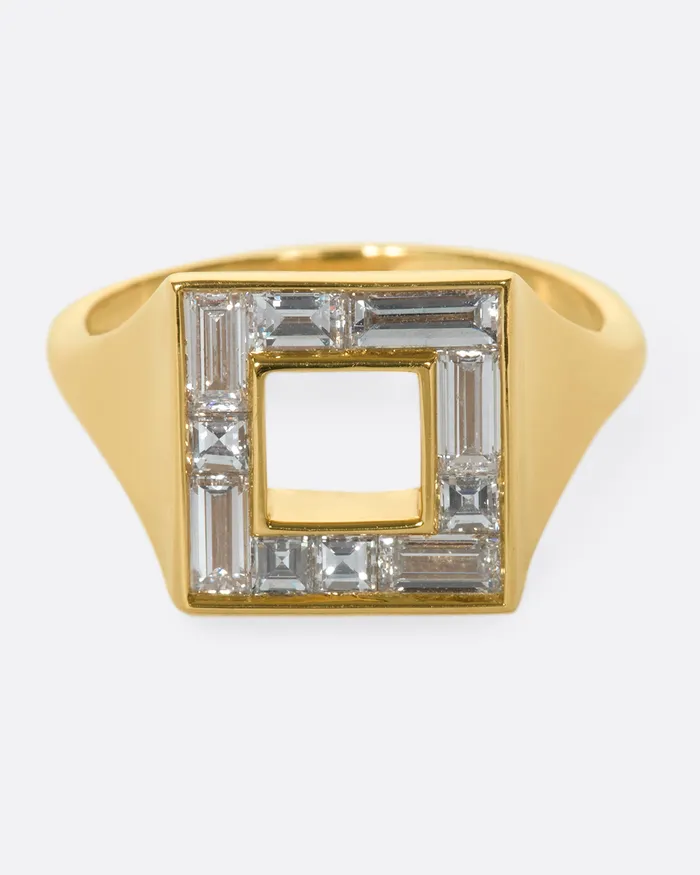 Square Diamond Signet Ring ARTEMER Rings