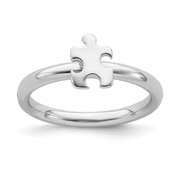 Stackable Expressions Rings Sterling Silver Stackable Exp Rhodiumplated Awareness Puzzle Piece Ring QSK873 Stackable Expressions Rings Sterling Silver Stackable Exp Rhodiumplated Awareness Puzzle Piece Ring QSK873