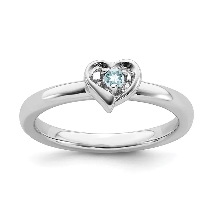 Stackable Expressions Rings Sterling Silver Stackable Expressions Aquamarine Heart Ring QSK1524 Stackable Expressions Rings Sterling Silver Stackable Expressions Aquamarine Heart Ring QSK1524