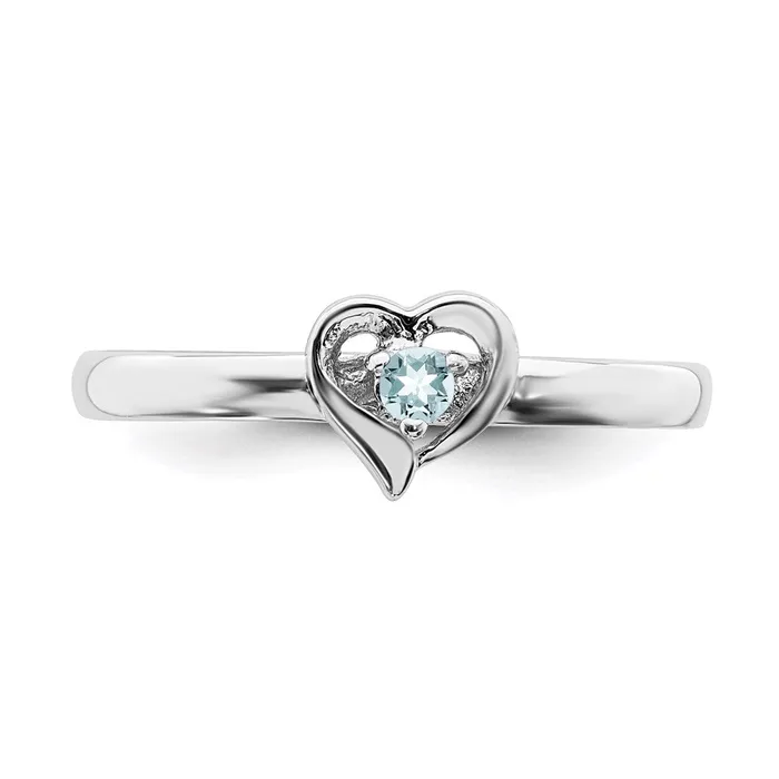Stackable Expressions Rings Sterling Silver Stackable Expressions Aquamarine Heart Ring QSK1524 Stackable Expressions Rings Sterling Silver Stackable Expressions Aquamarine Heart Ring QSK1524