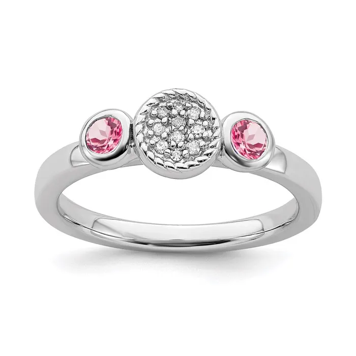Stackable Expressions Rings Sterling Silver Stackable Expressions Dbl Round Pink Tourm Dia Ring QSK529 Stackable Expressions Rings Sterling Silver Stackable Expressions Dbl Round Pink Tourm Dia Ring QSK529