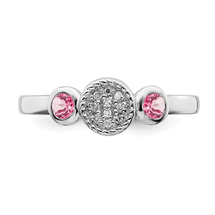 Stackable Expressions Rings Sterling Silver Stackable Expressions Dbl Round Pink Tourm Dia Ring QSK529 Stackable Expressions Rings Sterling Silver Stackable Expressions Dbl Round Pink Tourm Dia Ring QSK529