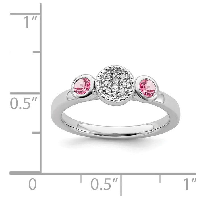 Stackable Expressions Rings Sterling Silver Stackable Expressions Dbl Round Pink Tourm Dia Ring QSK529 Stackable Expressions Rings Sterling Silver Stackable Expressions Dbl Round Pink Tourm Dia Ring QSK529