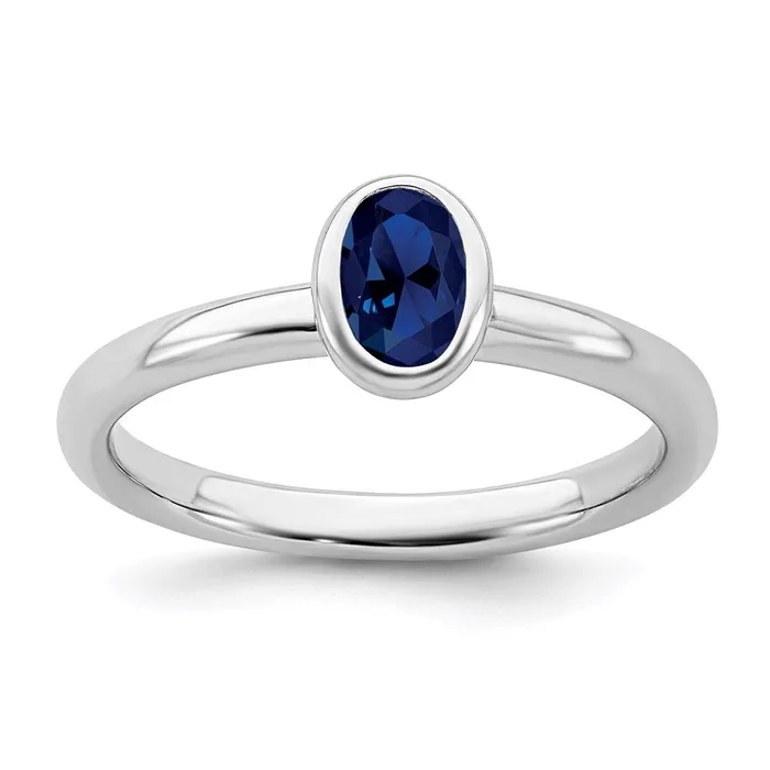 Stackable Expressions Rings Sterling Silver Stackable Expressions Oval Created Sapphire Ring QSK442 Stackable Expressions Rings Sterling Silver Stackable Expressions Oval Created Sapphire Ring QSK442