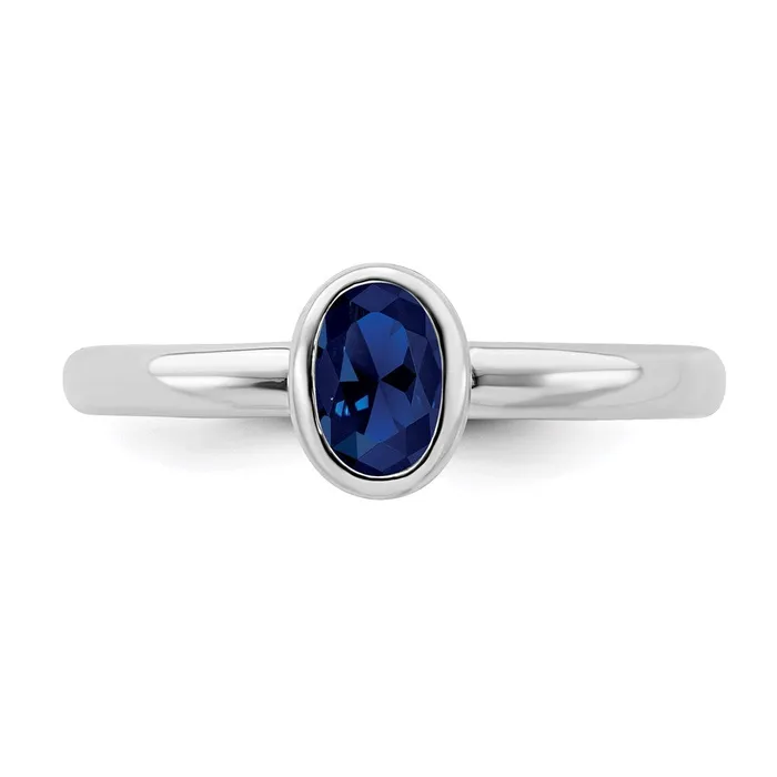 Stackable Expressions Rings Sterling Silver Stackable Expressions Oval Created Sapphire Ring QSK442 Stackable Expressions Rings Sterling Silver Stackable Expressions Oval Created Sapphire Ring QSK442