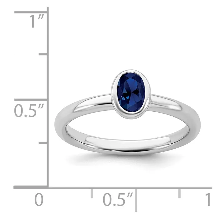 Stackable Expressions Rings Sterling Silver Stackable Expressions Oval Created Sapphire Ring QSK442 Stackable Expressions Rings Sterling Silver Stackable Expressions Oval Created Sapphire Ring QSK442