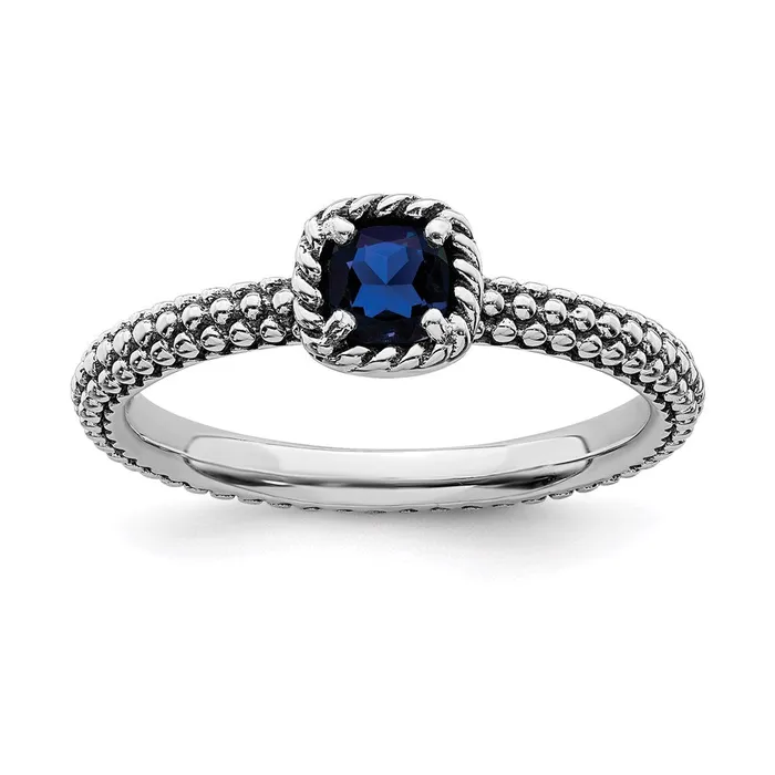 Stackable Expressions Rings Sterling Silver Stackable Expressions Polished CrSapphire Ring QSK627 Stackable Expressions Rings Sterling Silver Stackable Expressions Polished CrSapphire Ring QSK627