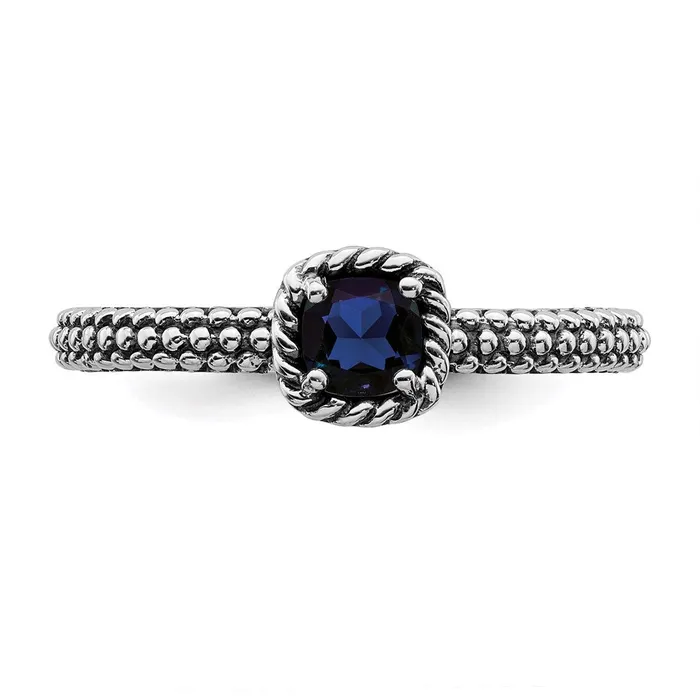 Stackable Expressions Rings Sterling Silver Stackable Expressions Polished CrSapphire Ring QSK627 Stackable Expressions Rings Sterling Silver Stackable Expressions Polished CrSapphire Ring QSK627