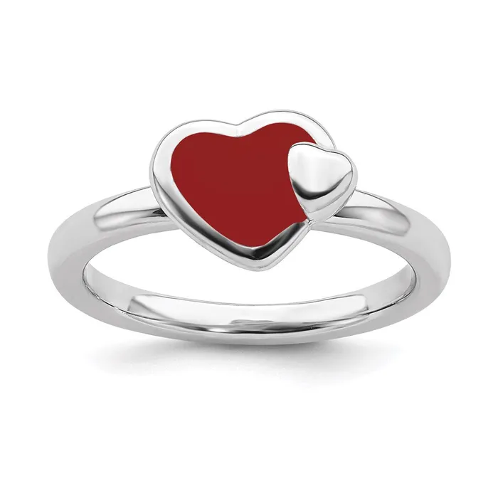 Stackable Expressions Rings Sterling Silver Stackable Expressions Polished Red Enameled Heart Ring QSK109 Stackable Expressions Rings Sterling Silver Stackable Expressions Polished Red Enameled Heart Ring QSK109