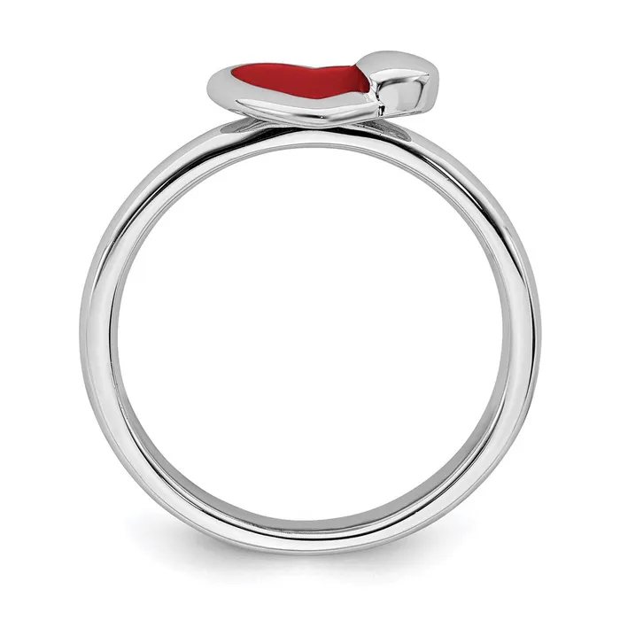 Stackable Expressions Rings Sterling Silver Stackable Expressions Polished Red Enameled Heart Ring QSK109 Stackable Expressions Rings Sterling Silver Stackable Expressions Polished Red Enameled Heart Ring QSK109