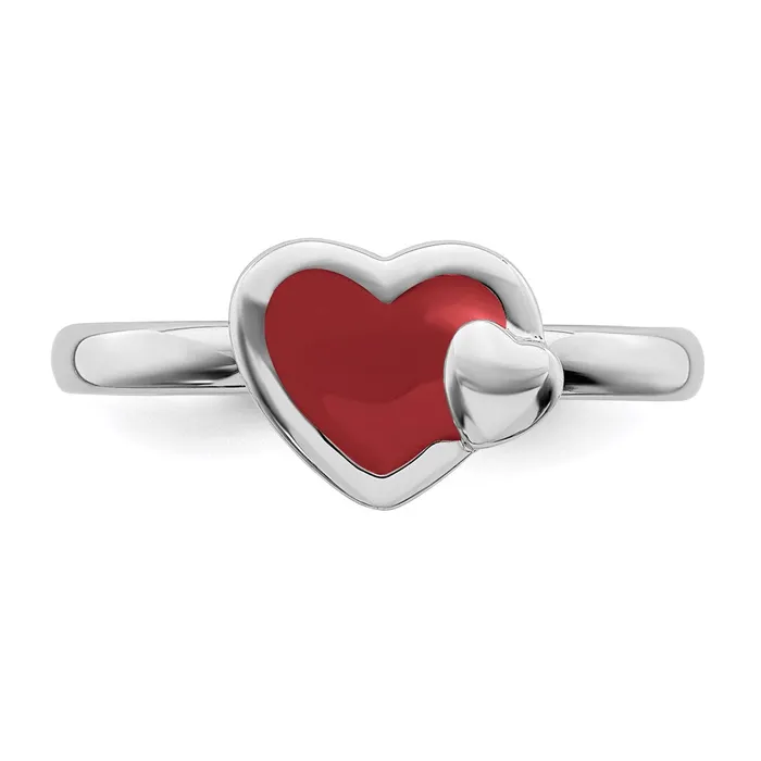 Stackable Expressions Rings Sterling Silver Stackable Expressions Polished Red Enameled Heart Ring QSK109 Stackable Expressions Rings Sterling Silver Stackable Expressions Polished Red Enameled Heart Ring QSK109