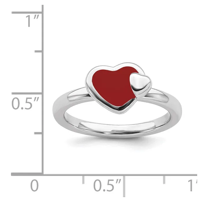 Stackable Expressions Rings Sterling Silver Stackable Expressions Polished Red Enameled Heart Ring QSK109 Stackable Expressions Rings Sterling Silver Stackable Expressions Polished Red Enameled Heart Ring QSK109