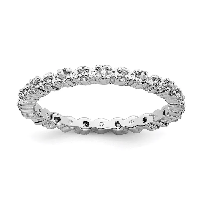 Stackable Expressions Rings Sterling Silver Stackable Expressions White Topaz Diamond Ring QSK535 Stackable Expressions Rings Sterling Silver Stackable Expressions White Topaz Diamond Ring QSK535