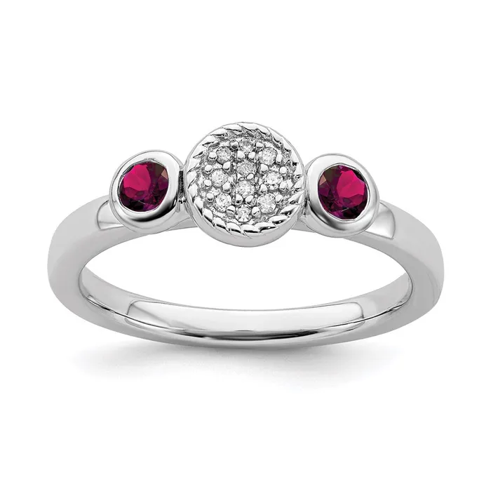 Stackable Expressions Sterling Silver Stackable Expressions Dbl Round Cr Ruby Dia Ring QSK526 Rings Stackable Expressions Sterling Silver Stackable Expressions Dbl Round Cr Ruby Dia Ring QSK526 Rings