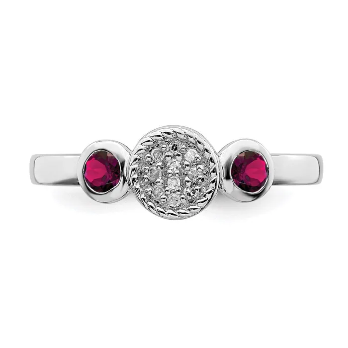Stackable Expressions Sterling Silver Stackable Expressions Dbl Round Cr Ruby Dia Ring QSK526 Rings Stackable Expressions Sterling Silver Stackable Expressions Dbl Round Cr Ruby Dia Ring QSK526 Rings