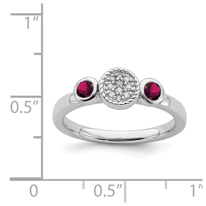 Stackable Expressions Sterling Silver Stackable Expressions Dbl Round Cr Ruby Dia Ring QSK526 Rings Stackable Expressions Sterling Silver Stackable Expressions Dbl Round Cr Ruby Dia Ring QSK526 Rings