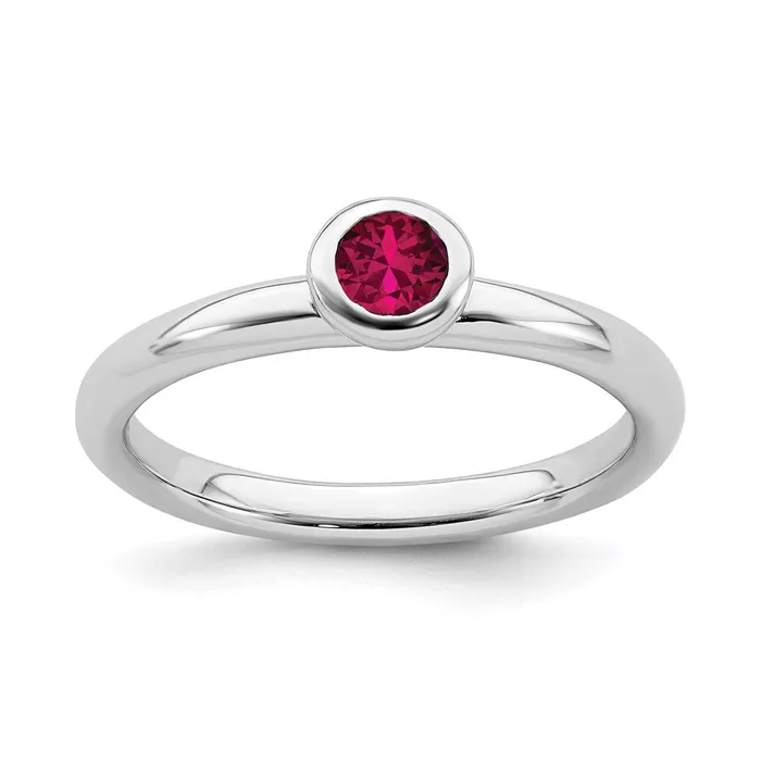 Stackable Expressions Sterling Silver Stackable Expressions Low 4mm Round Cr Ruby Ring QSK502 Rings Stackable Expressions Sterling Silver Stackable Expressions Low 4mm Round Cr Ruby Ring QSK502 Rings