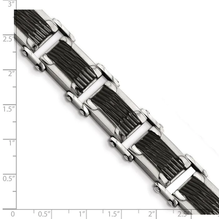 Stainless Steel Blackplated Textured 9in Bracelet Chisel Bracelets Stainless Steel Blackplated Textured 9in Bracelet Chisel Bracelets