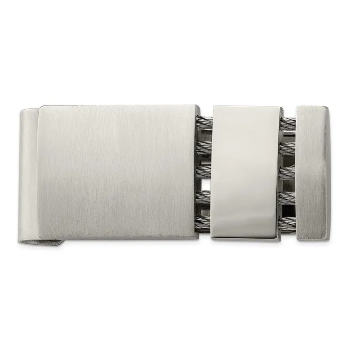 Stainless Steel Brushed and Polished Money Clip Chisel Bracelets