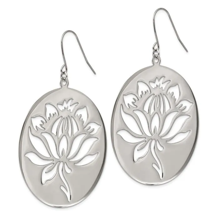 Stainless Steel Flower Cutout Dangle Earrings Chisel Earrings Stainless Steel Flower Cutout Dangle Earrings Chisel Earrings