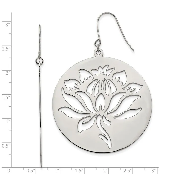 Stainless Steel Flower Cutout Dangle Earrings Chisel Earrings Stainless Steel Flower Cutout Dangle Earrings Chisel Earrings